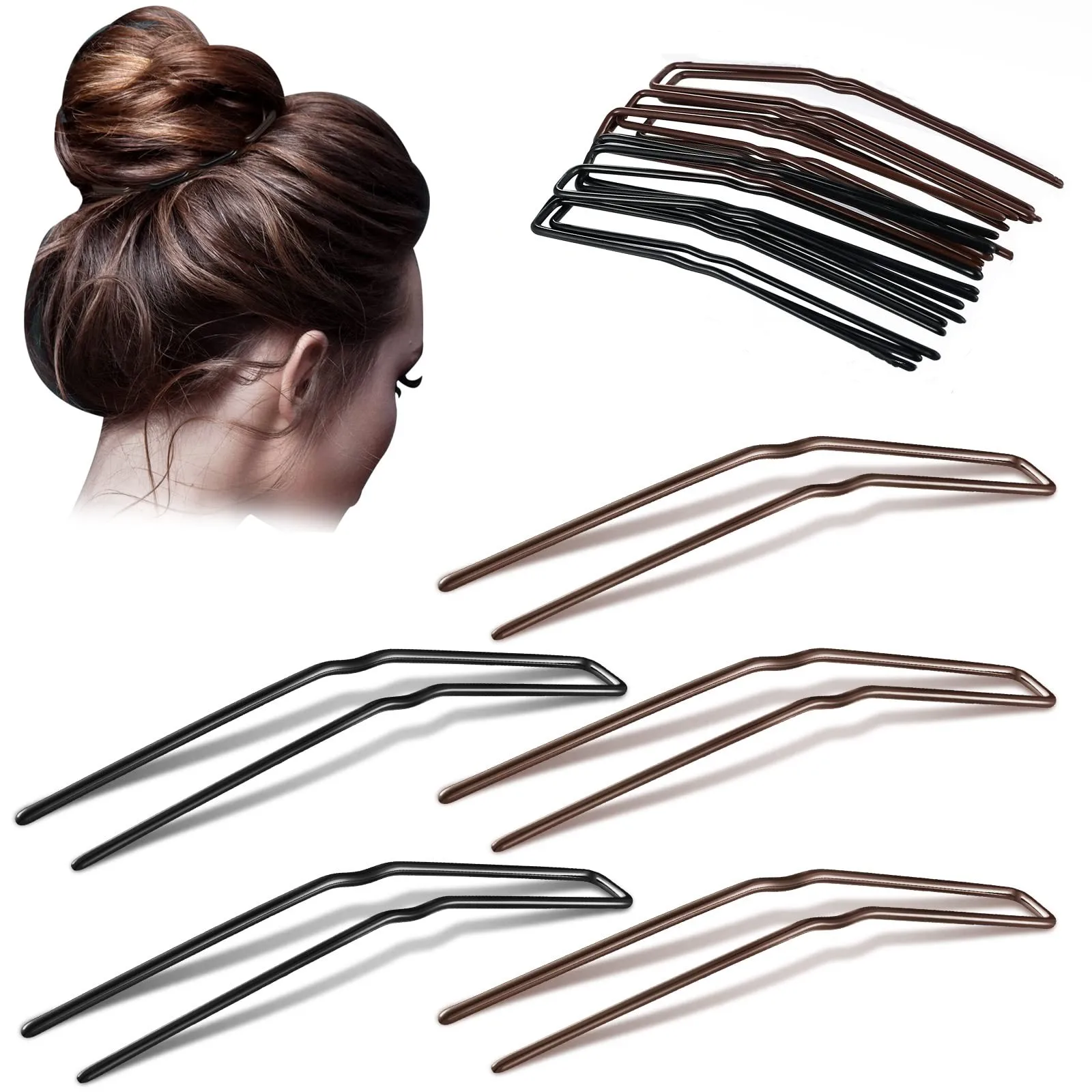 

Professional Ballet U Shaped Hair Pins Black for Woman Girl Buns 3 Inch 12 Packs for Women Girls All Hair Styles