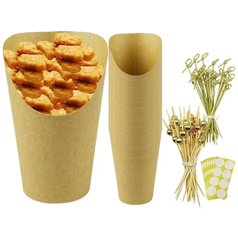 

Charcuterie Cups With Cocktail Picks French Fry Holder Cups 12oz Kraft Brown Appetizer Cups With Cocktail Toothpicks For French