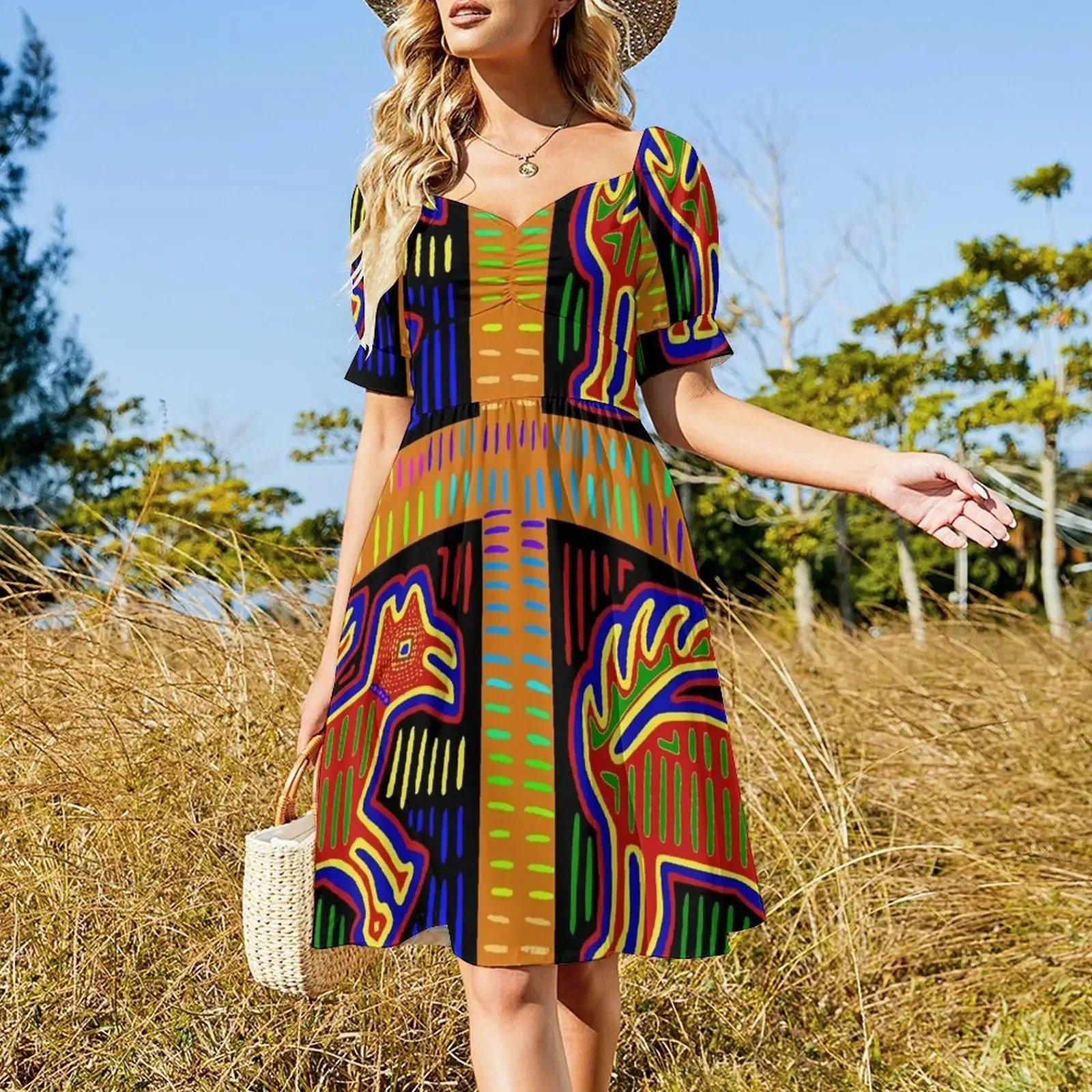 너 Indian Caballo Платье с короткими рукавами женское вечернее платье свободное Женская