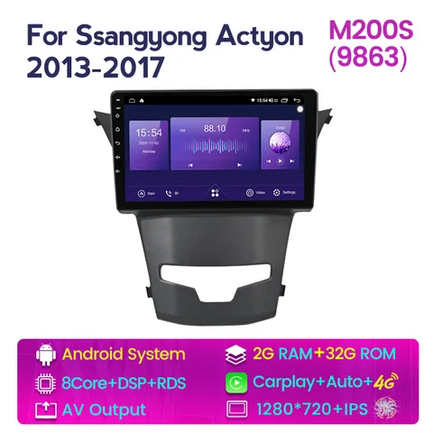 Новинка! Автомагнитола на Android 11 DSP CarPlay, мультимедийный видеоплеер с GPS для SsangYong Korando Actyon 2014-15, 2Din, без Dvd, SWC, Wi-Fi, 4G