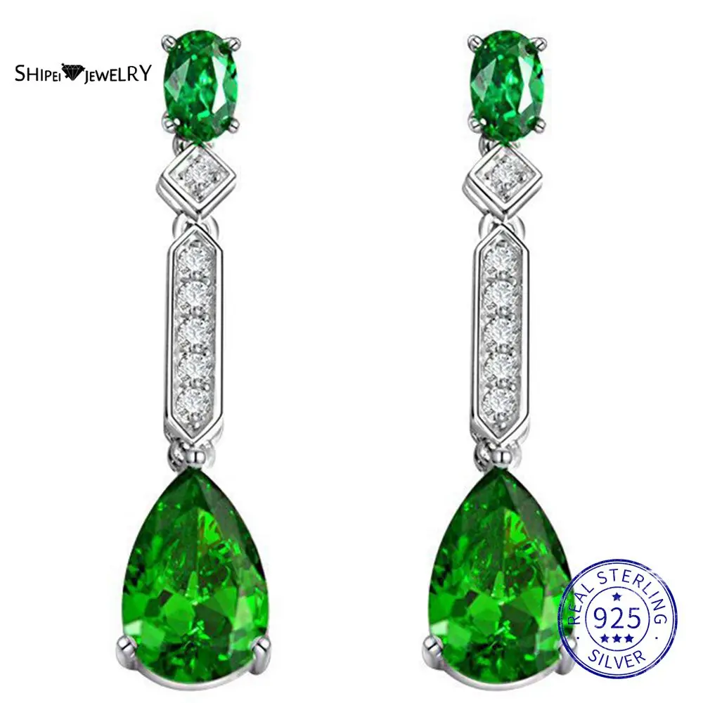 

Серьги-гвоздики из серебра 925 пробы, с изумрудом, 8 х12 мм