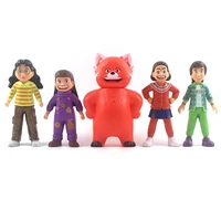 5pcs turninged red figure cartoon anime red panda meillined model toys kawaii figurines dolls decoration children birthday gift