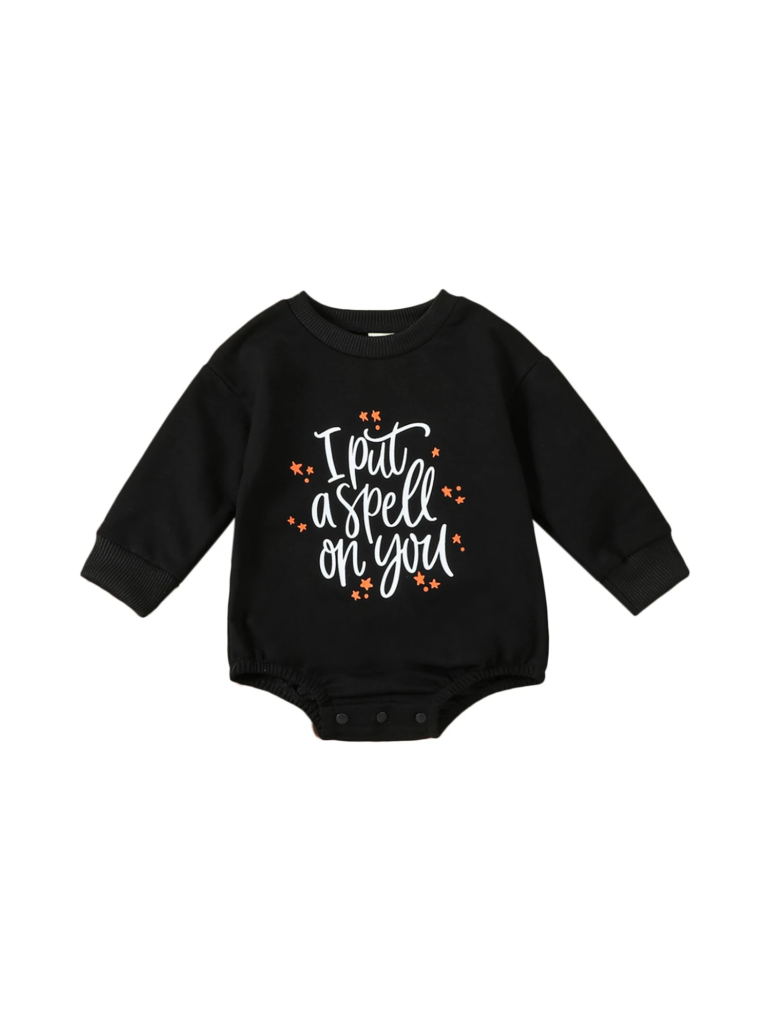 

Cute Toddler Halloween Costume Hooded with Pumpkin Bat Spider Print Long Sleeve Jumpsuit Baby Outfit