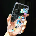 Чехол с динамическим зыбучим песком для iPhone 13, 12, 11 Pro Max, жесткий чехол с жидкостью для iPhone 6, 6S, 7, 8 Plus, X, XR, XS, милый чехол с иконами приложений