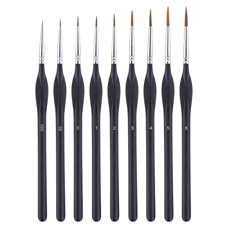 

Detail Paintbrushes-9 Piece Detail Brush Set For Acrylic,Watercolor, Oil, Model -Small Paintbrush With Triangular Handle