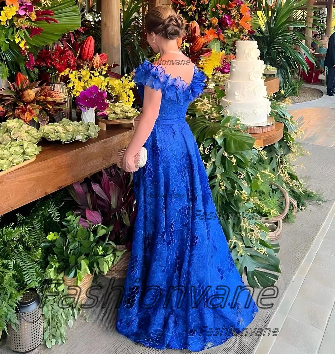 Фото Fashionvane платья для выпускного вечера с оборками и застежкой-молнией сзади, кружевное трапециевидное платье трапециевидной формы для свадебной вечеринки, платье для матери невесты и жениха №2