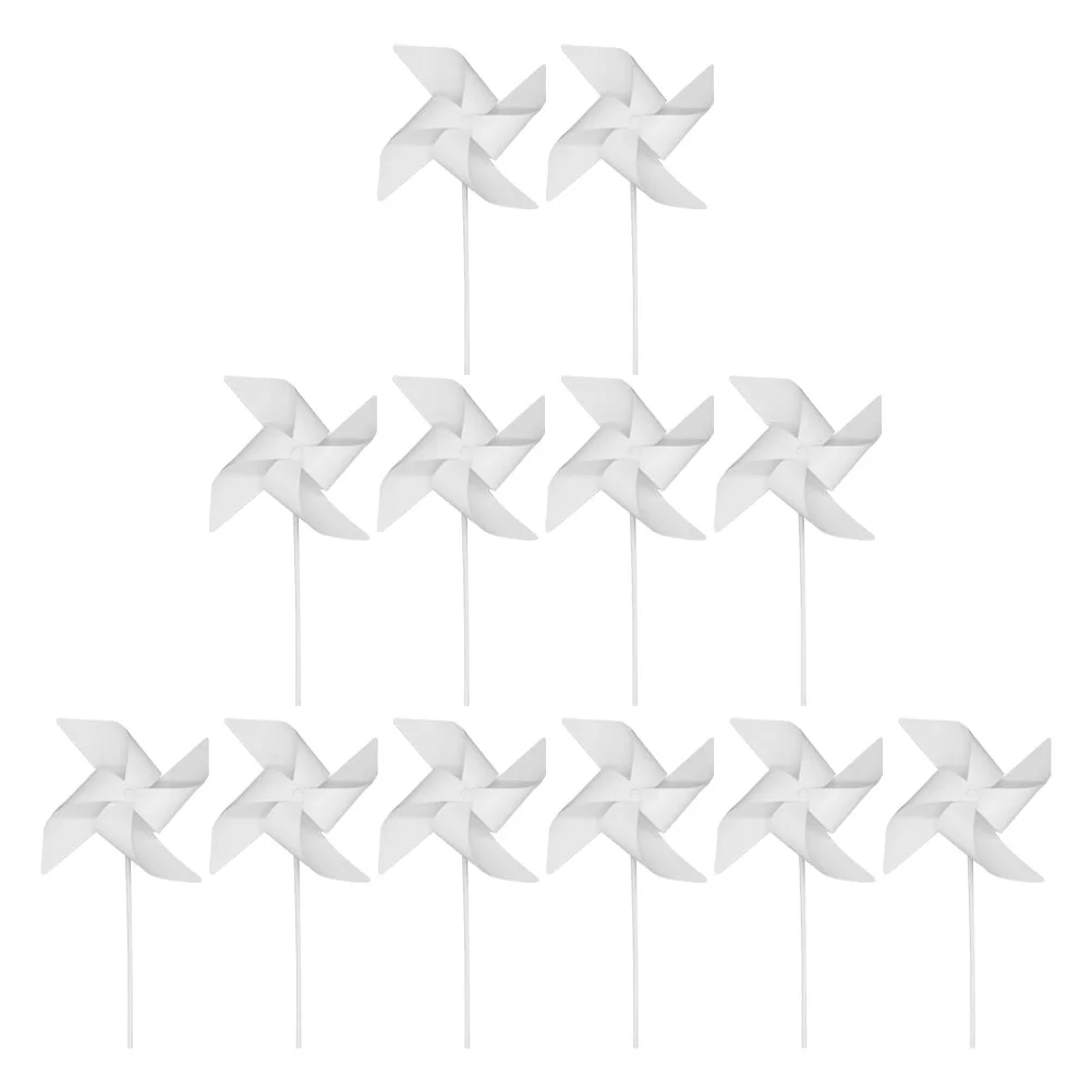 

12pcs Blank Painting Windmills DIY Pinwheel Toys Educational Windmills (White)