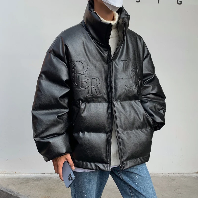 

2022 Men's Winter Down Jacket PU Fabric Windproof Down Filling Warm Male Puffer Jacket Outerwear Thicken Coat Mens Windbreakers
