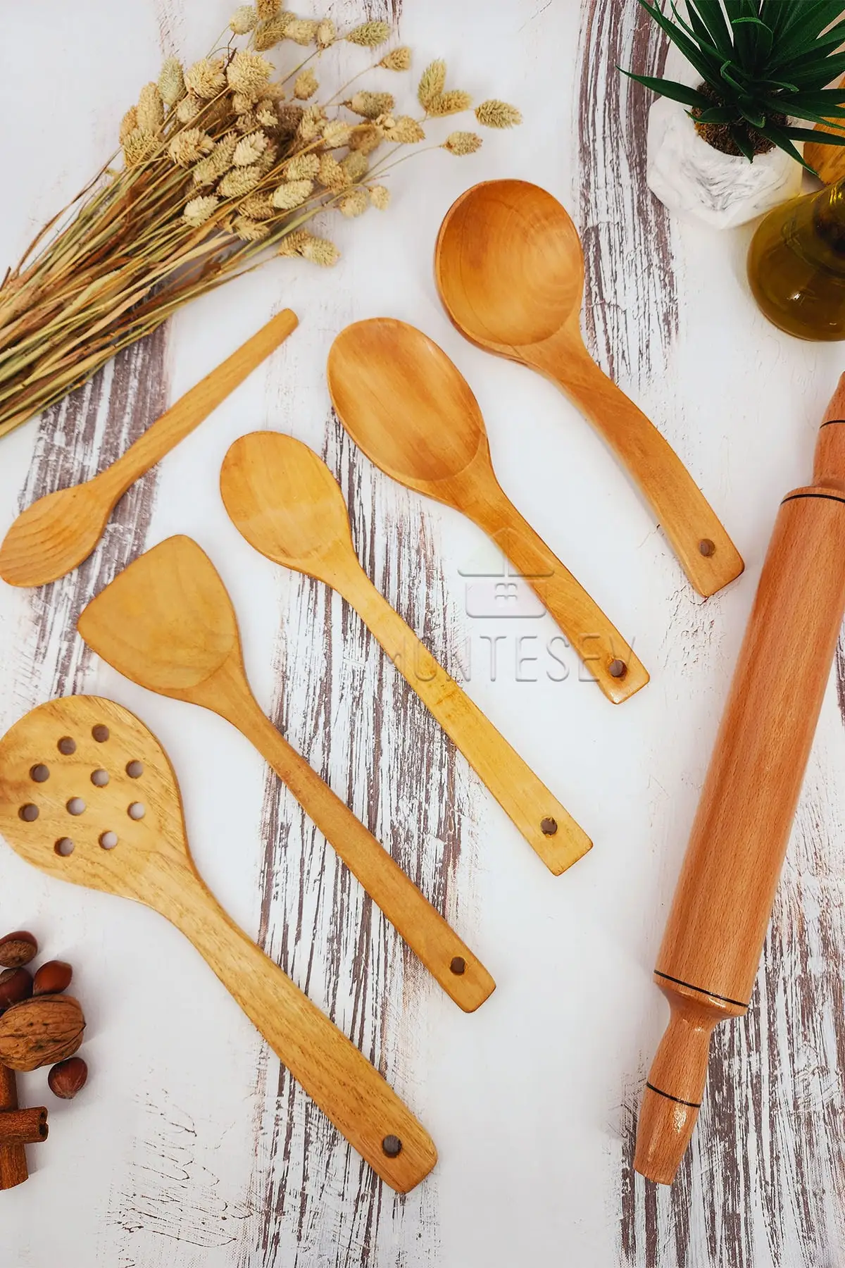 

Набор деревянных кухонных ложек из 7 предметов, бук, ящик и бамбук