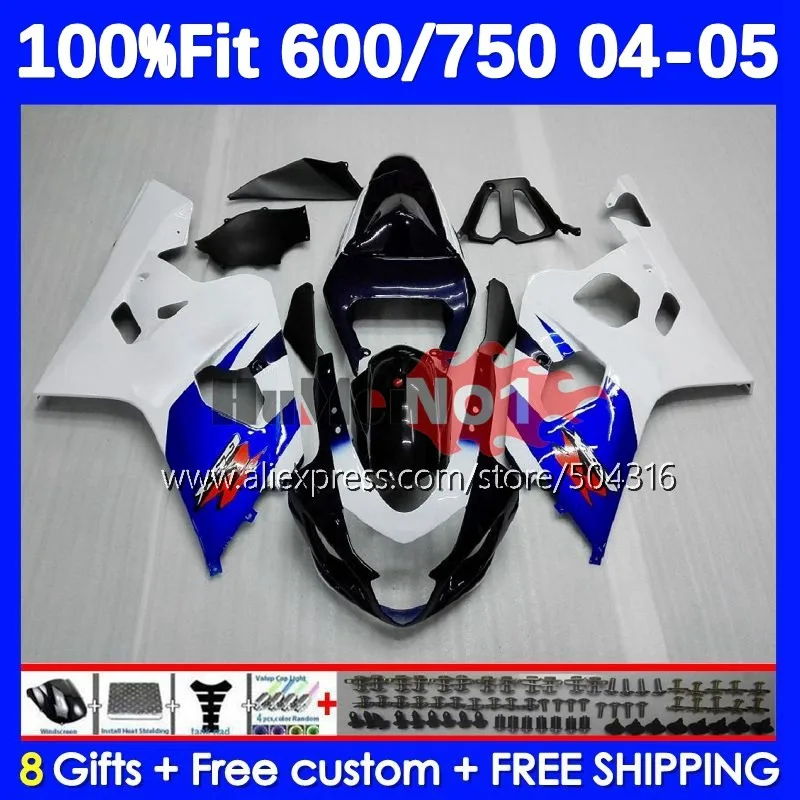 

OEM Bodys For SUZUKI GSXR 750 600 CC K4 GSX-R600 15No.5 GSXR-750 GSXR600 GSXR750 04 05 2004 2005 Injection Fairing blue white