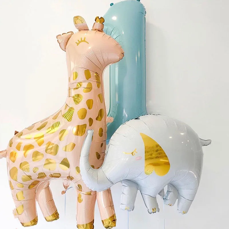 

1Pc Cartoon Animal Foil Balloons Giraffe Elephant Safari Theme Globos Happy Birthday Wedding Party Decorations Baby Shower Balls