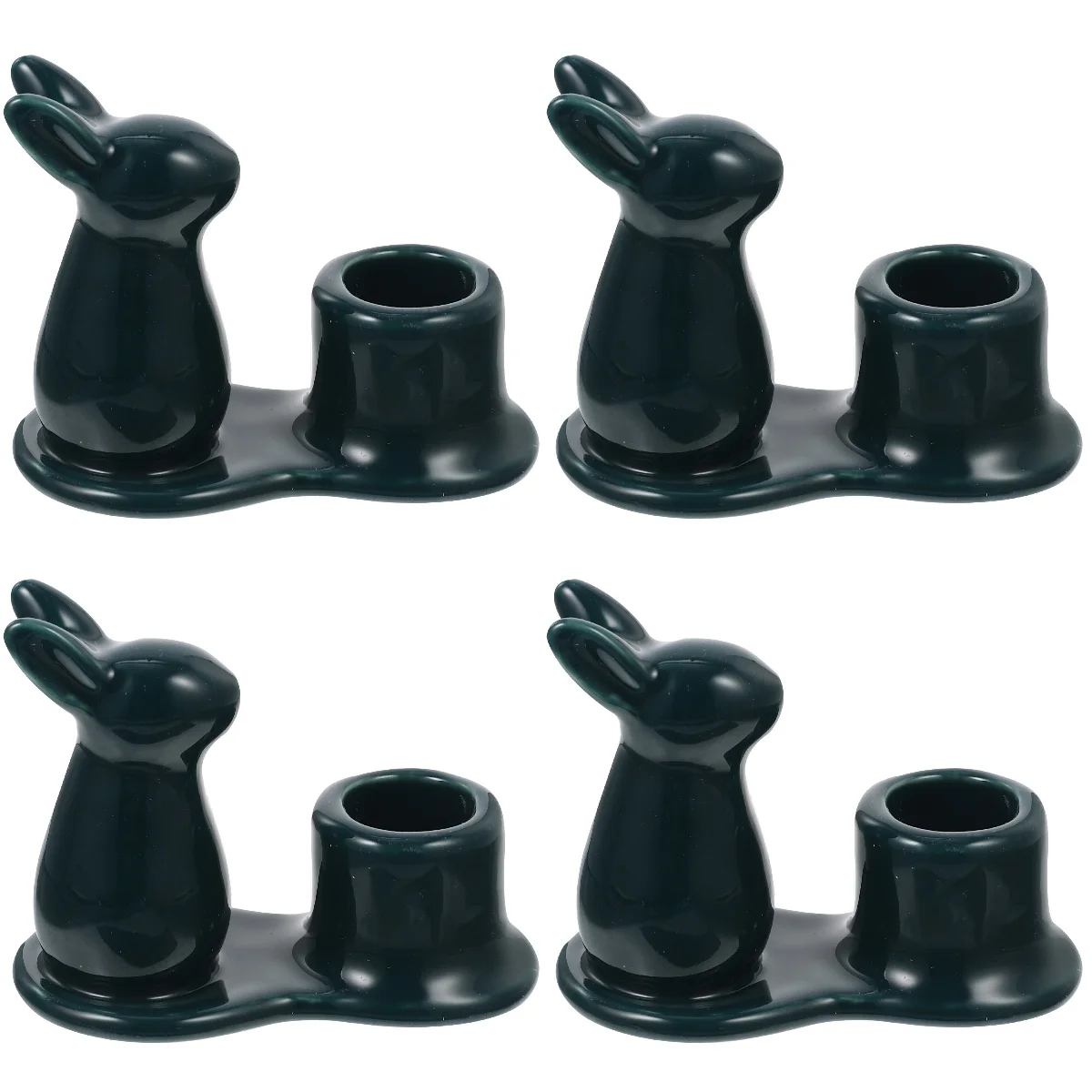 

4pcs Ceramic Holder Easter Lovely Bunny Candlestick Holder Desktop Holder Craft