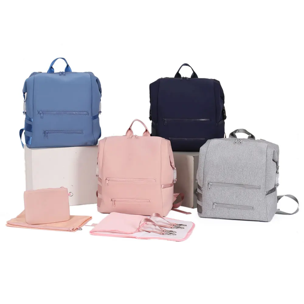 

New Large-capacity Waterproof Mommy Bag Diving Material Backpack Mother and Baby Supplies Baby Bottle Diaper Storage Bag
