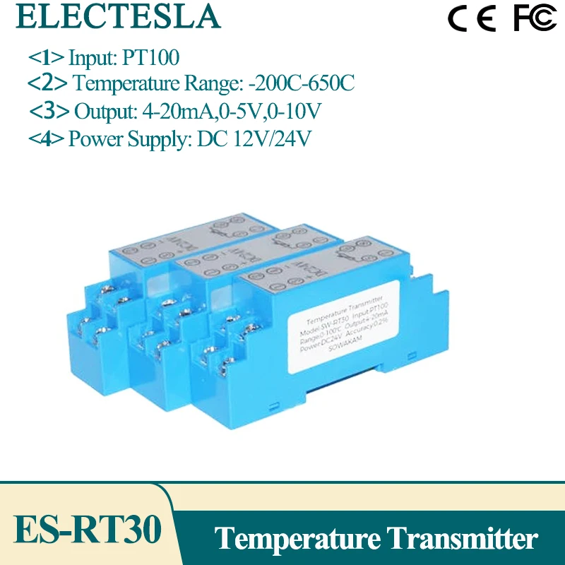 

СOWAKAM DIN Рельсовый температурный преобразователь PT100 -200-650°C 4-20mA