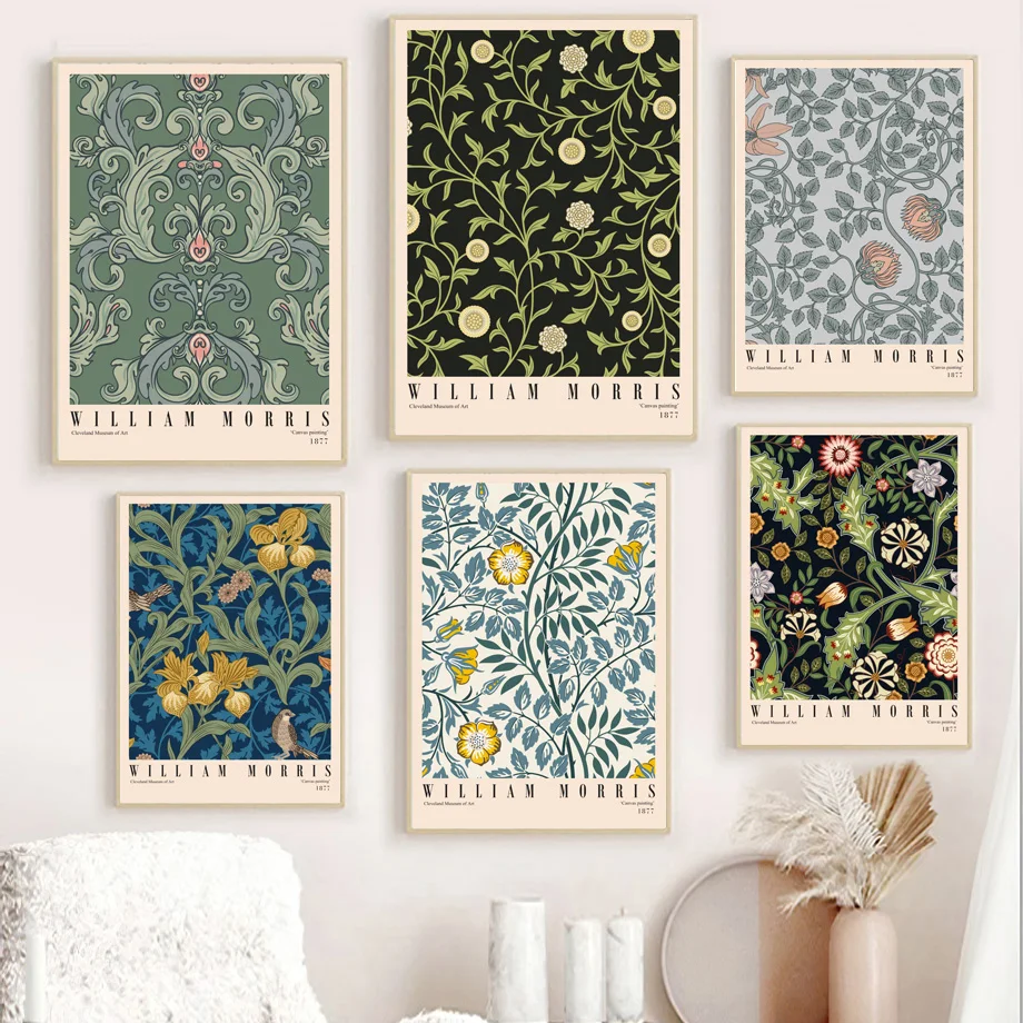 

Vintage William Morris Floral Exhibition Wall Art Canvas Painting Nordic Posters And Prints Wall Pictures For Living Room Decor