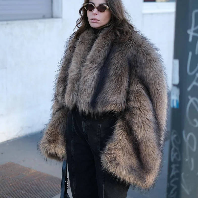 Мех и искусственный мех 2024 новая модная женская шуба зимняя винтажная