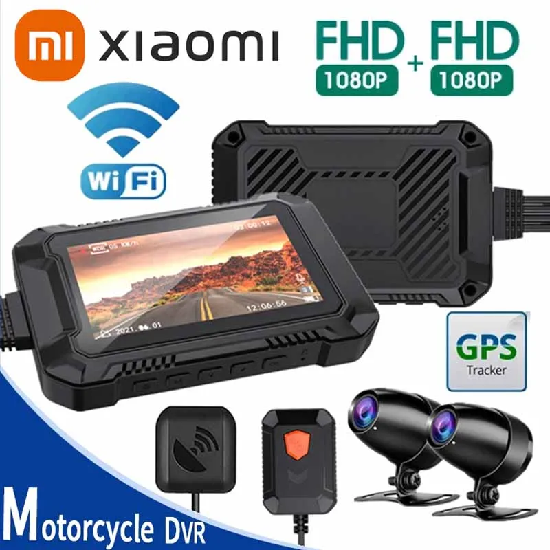 

XIAOMI WiFi мотоциклетный видеорегистратор, видеорегистратор 1080P + 1080P Full HD, передний и задний вид, водонепроницаемая мотоциклетная камера, GPS-регистратор, записывающее устройство