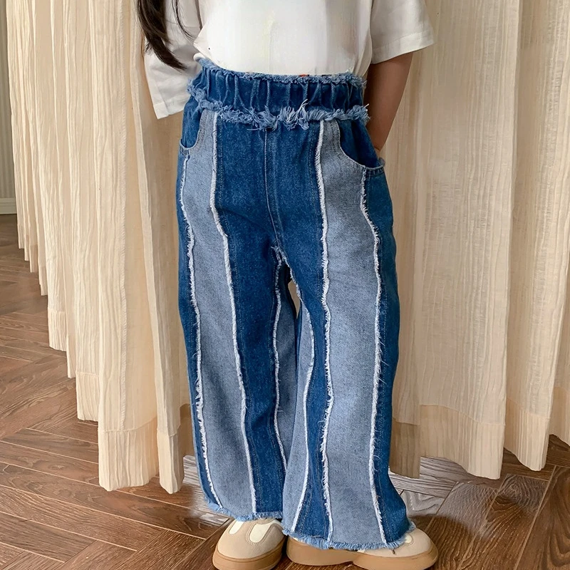 

Детские брюки для девочек на весну и лето, прямые свободные брюки для малышей в стиле пэчворк, Vestido Infantil, одежда для детей