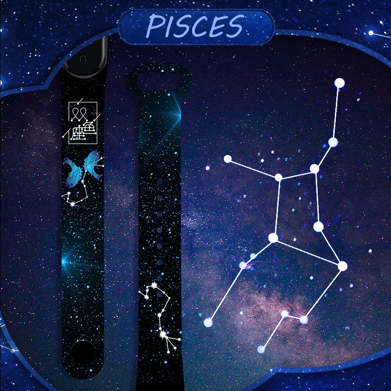 

Correa Mi Band 3 4 5 6 7 Strap Zodiac Print Silicone Xiaomi Replacement Strap Bracelet Xiaomi Strap 6 Smart Sports Fitness Wrist