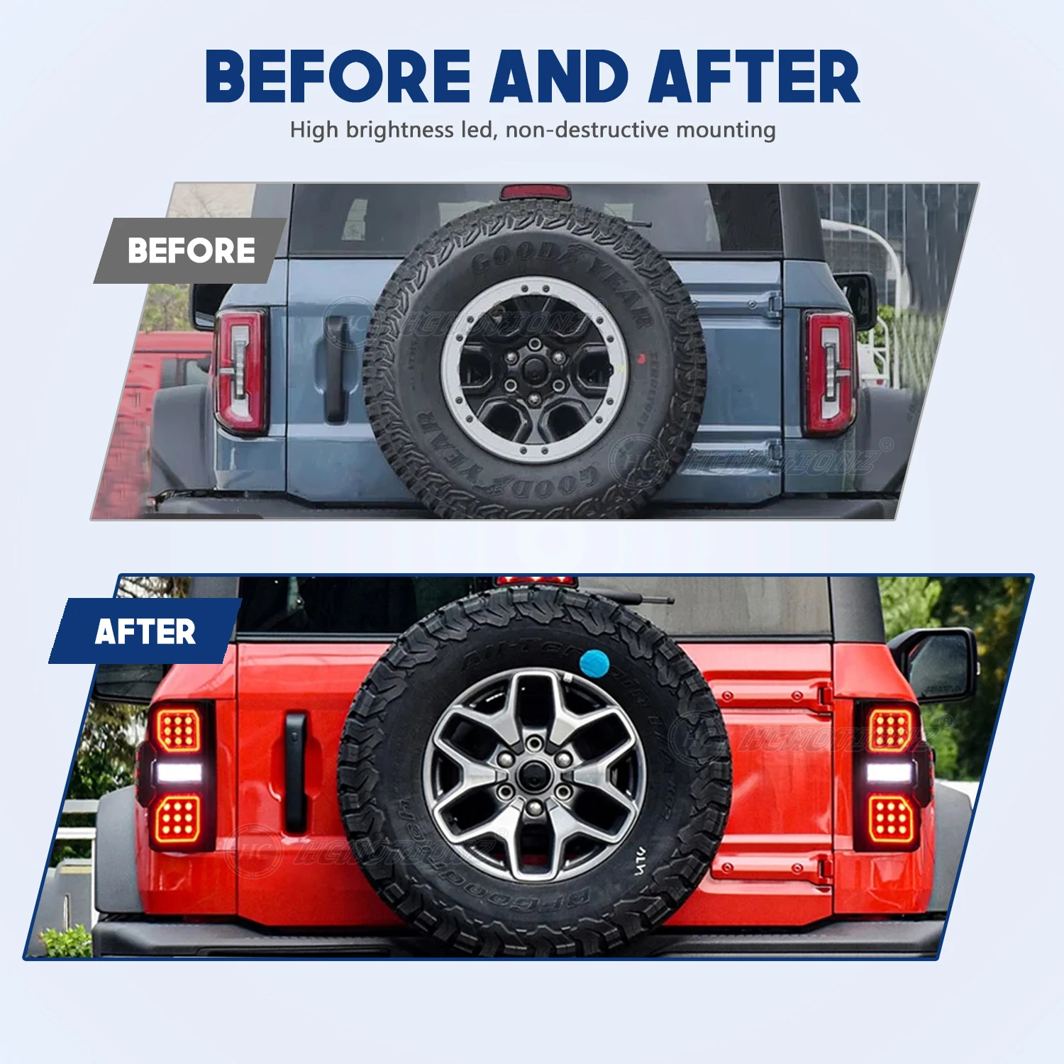 HCMOTIONZ светодиодные задние фонари для Ford Bronco 6-го поколения 2021-2024 Start up Animation DRL