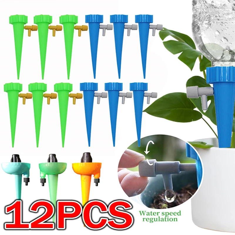 12PCS Automatic Drip Irrigation Self Watering System Dripper Spike Kits Garden Household Plant Flower Automatic Waterer Tools