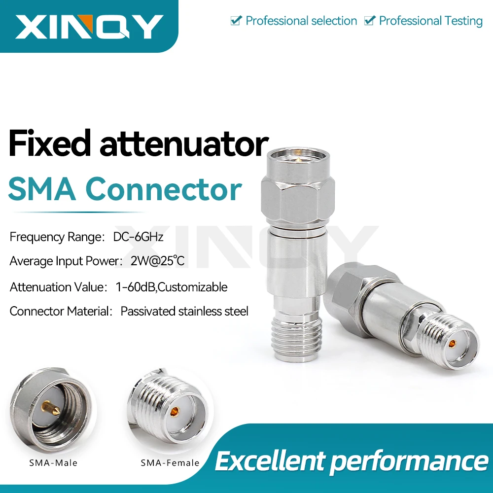 Фото Xinqy 6G 2W RF-аттенюатор 1/2/3/5/6/10/20 дБ SMA, коаксиальная головка с фиксированным уровнем затухания сигнала №1