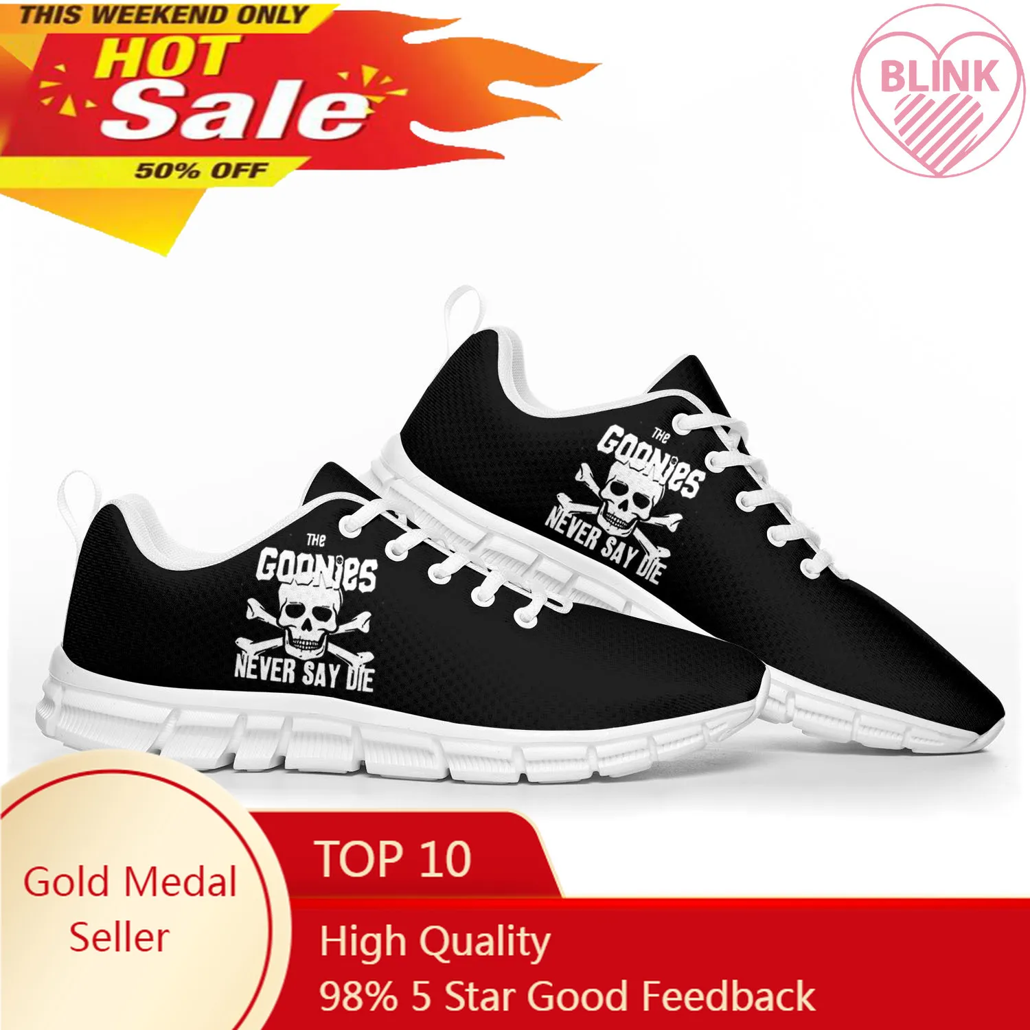 

Goonies Never Say Die Skull Pirate Rock Sports Shoes Mens Womens Teenager Kids Children Sneakers Custom High Quality Couple Shoe