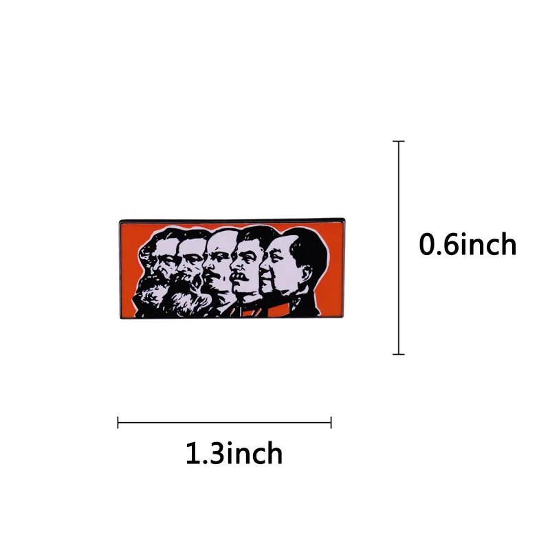 Брошь с изображением Ленина Маркса Энгельса Сталина и Мао Постер лидера