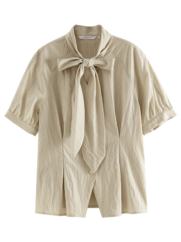 ZIQIAO Миниатюрный размер Ретро рубашка во французском стиле на шнуровке для женщин