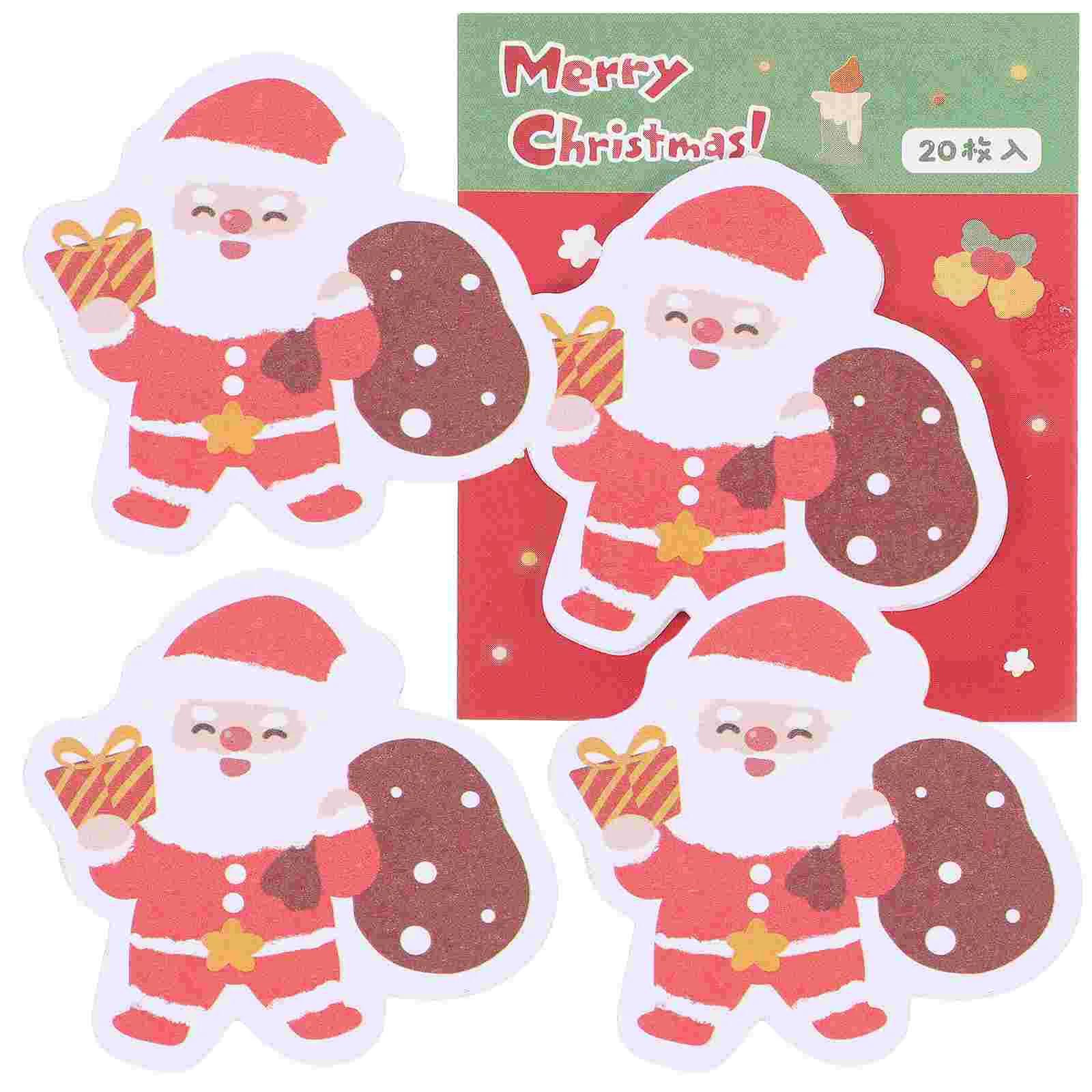 

4 Books Christmas Sticky Notes Household Stickers Home Accessories Simple Design Memo Cute Paper Student Notepad