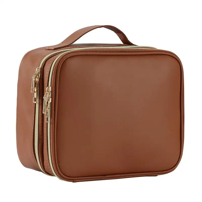 

Layer Travel Makeup Bag Organizer Large Makeup Case with Dividers Cosmetic Train Case Toiletry Bags