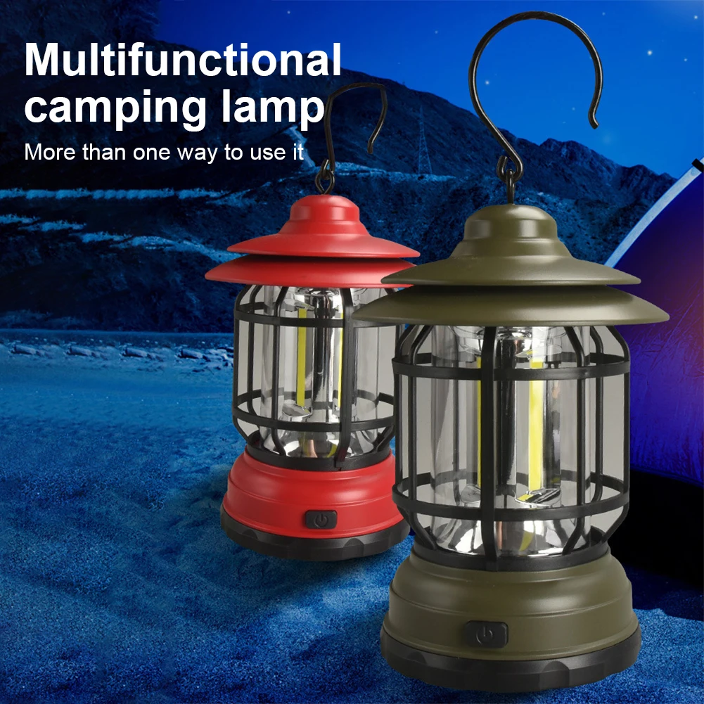 

New Retro Camping Lantern Battery Operated LED Lantern Dimming 2 Modes Waterproof Tent Light Lantern Flashlight Emergency Touch