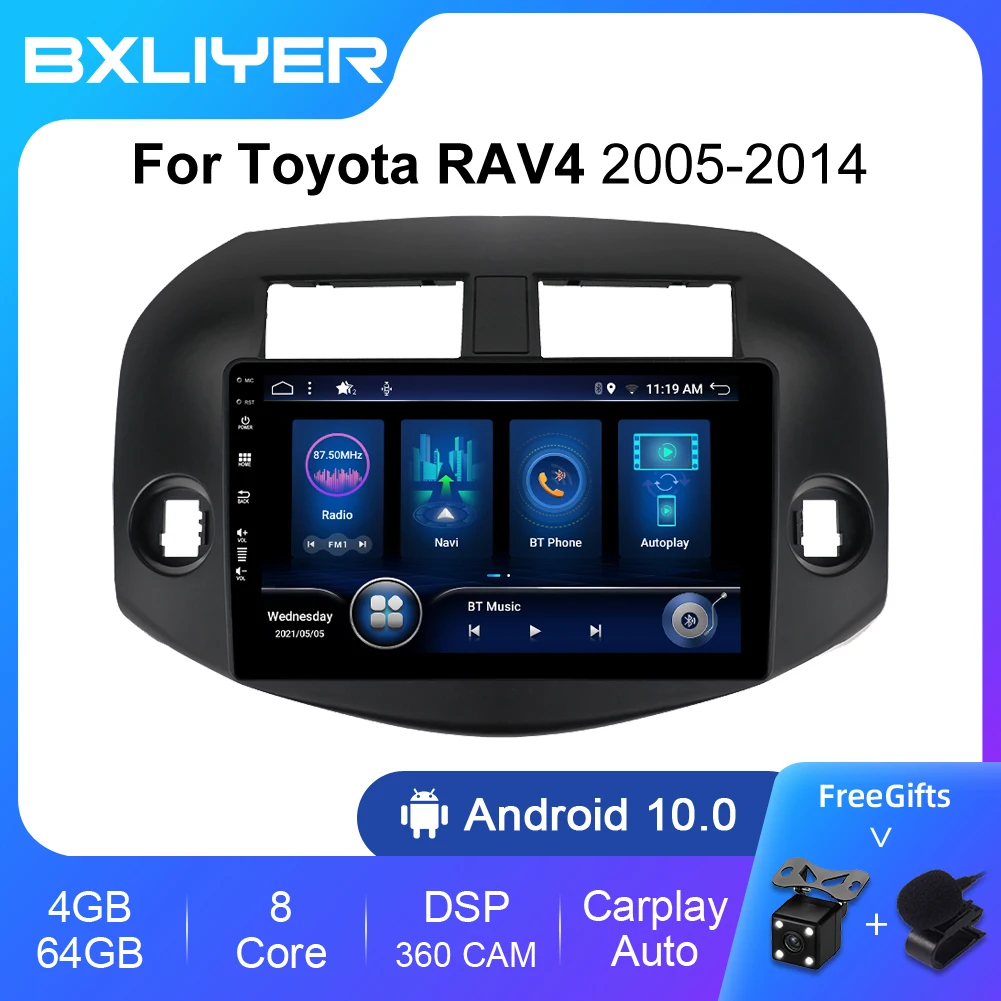 

Автомагнитола BXLIYER Android 12 для Toyota RAV4 RAV 4 2005-2013, мультимедийный видеоплеер 2 Din NO 2 Din, GPS-навигация Carplay 128 ГБ