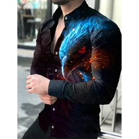 new summer mens button down shirts lapel designer tops casual long sleeve eagle 3d print cardigan streetwear hawaiian shirt men