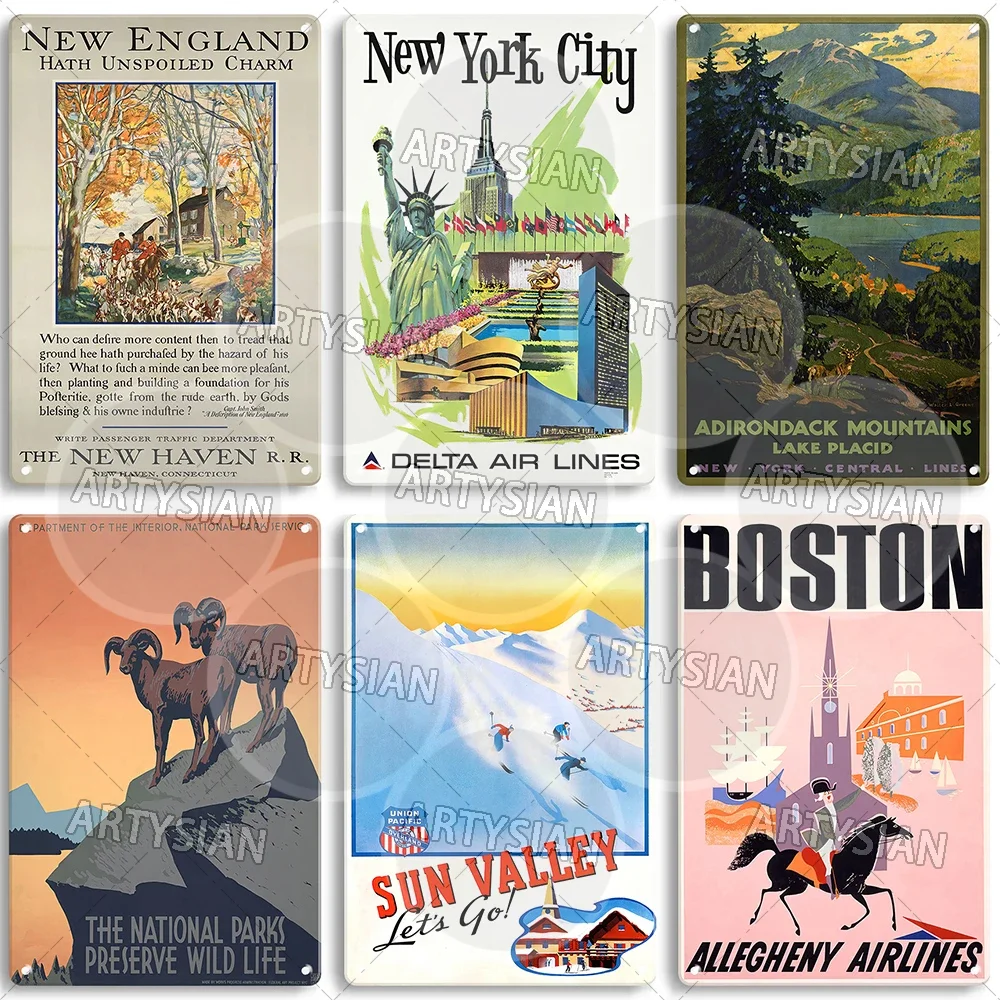 Дорожный постер Металлический знак Соединенных Штатов Новая Англия Бостон