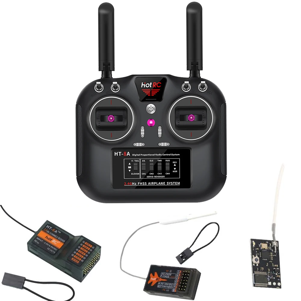 

6CH& FHSS Receiver Hotrc 2.4G 8CH RC HT-8A Transmitter With Box For FPV Drone Rc Airplane Rc Car Rc Boat