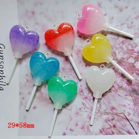10pcs new simulation heart lollipop resin charms for keychain bracelet earring accessories diy craft pendants jewelry making