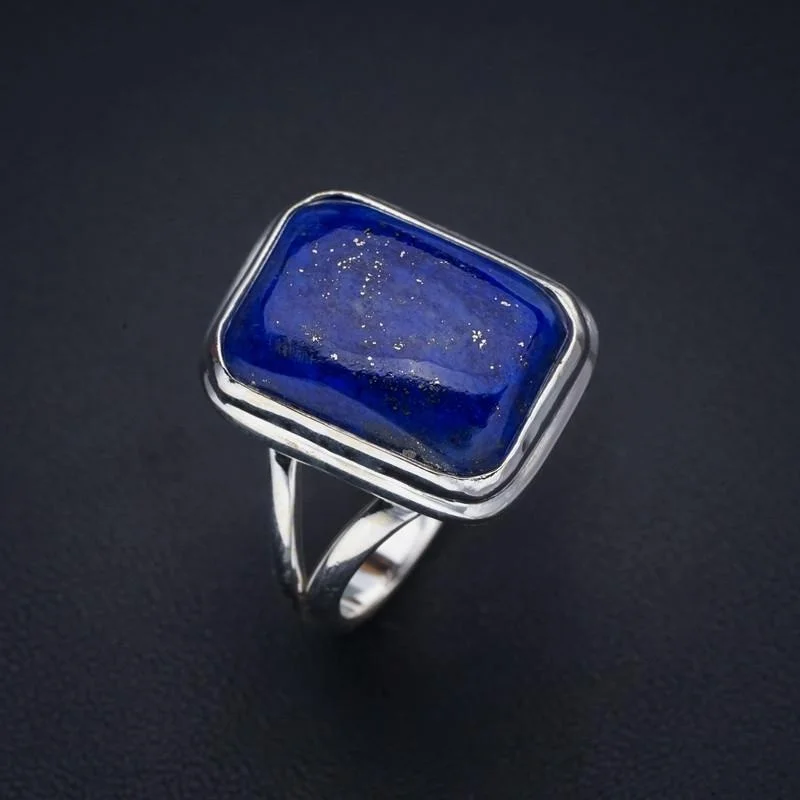 

StarGems Lapis Lazuli ручной работы 925 пробы Серебряное кольцо 9,5 F1816