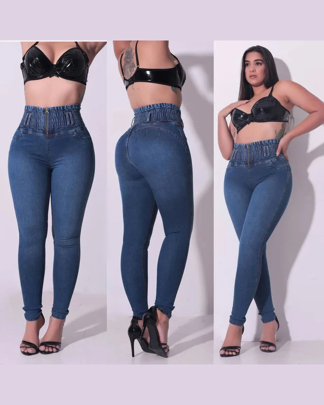 

HIigh Waisted Front Zipper Stretchy Jeans New Curved Fit Pants Distress Jean Women'S High Waist Personalized Jeans Trousers