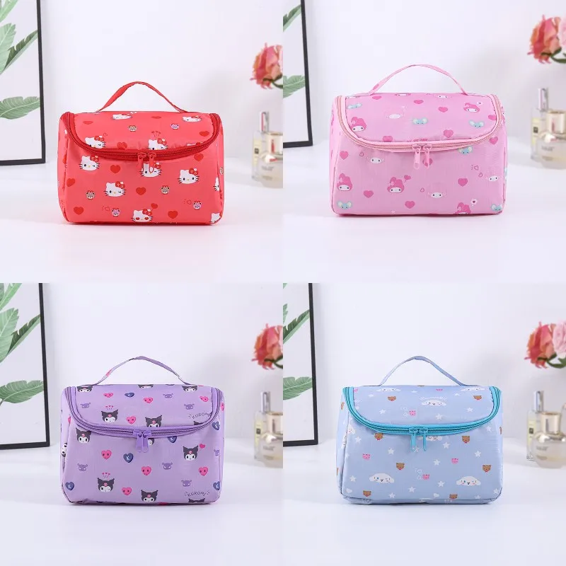 

Hello Kitty Sanrio Storage Bag Kawaii My Melody Makeup Bag Cinnamoroll Cartoon Travel Water Proof Portable Girl Shopping Bag