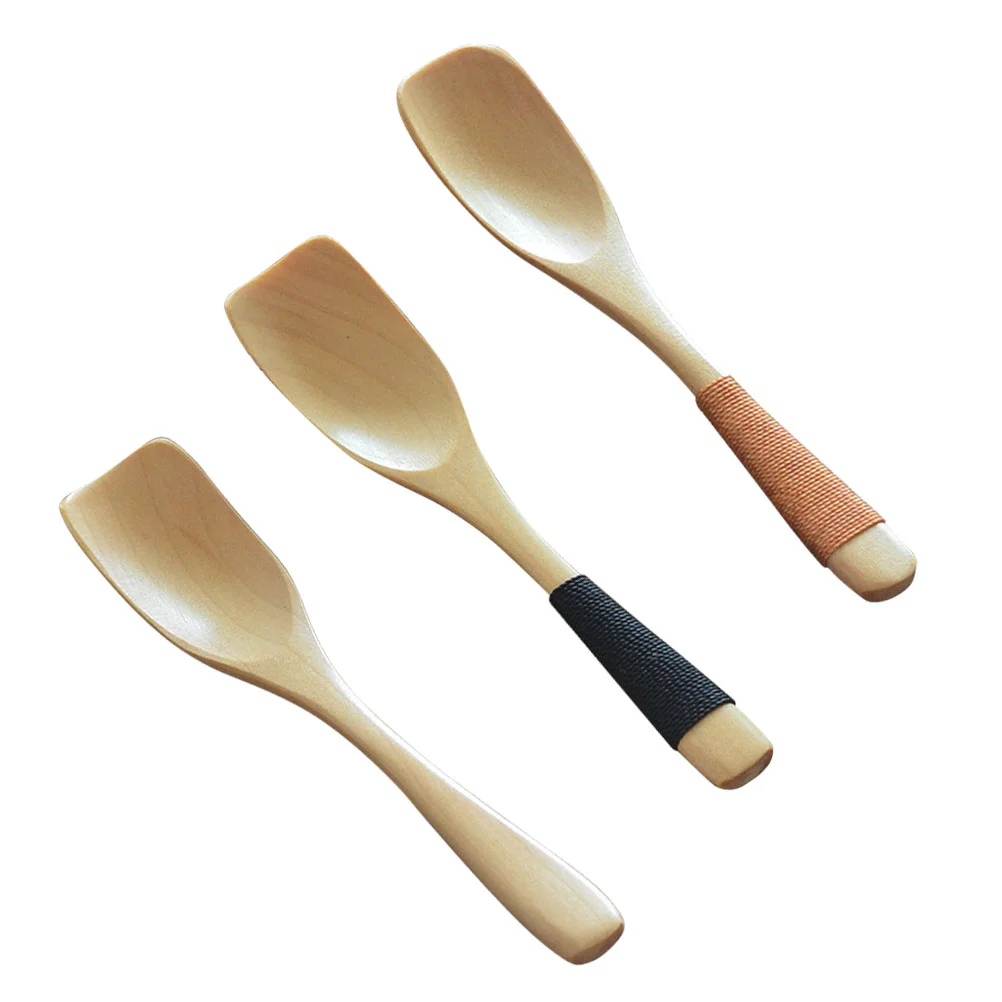 

3 Pcs E Elegance Wooden Flatware Japanese-style Soup Spoon Vintage Spoons Reuseable