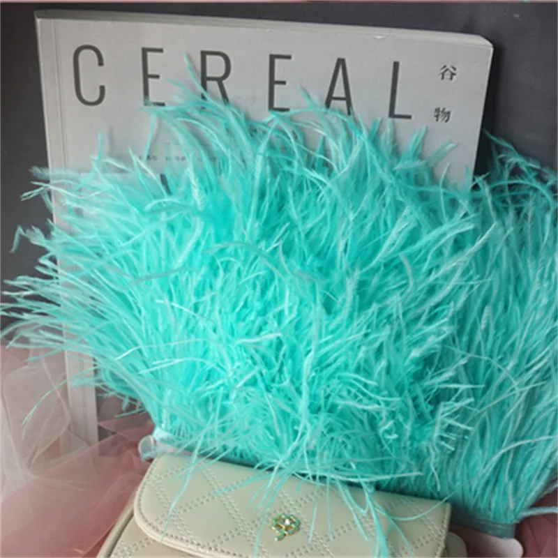 

Оптовая продажа, лента из натурального страусиного пера, Длина 8-13 см, отделка из перьев, бахрома, костюмы ручной работы, 2 метра