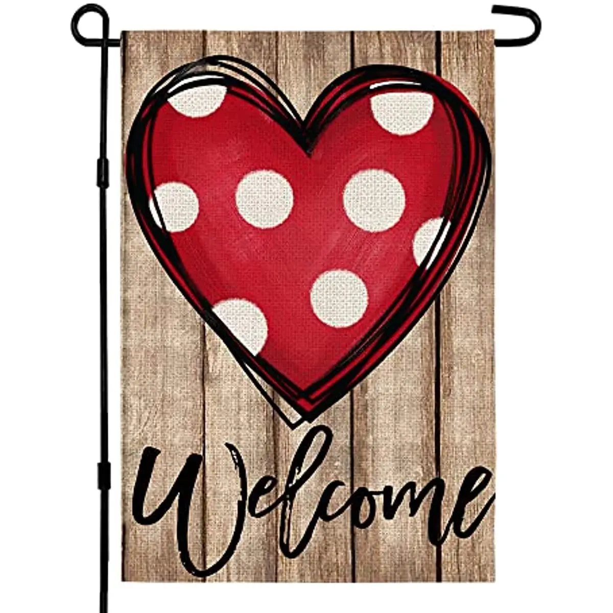 

Valentines Day Garden Flag 12x18 Inch Double Sided for Outside Rustic Heart Welcome Vertical Farmhouse Seasonal Yard Decoration