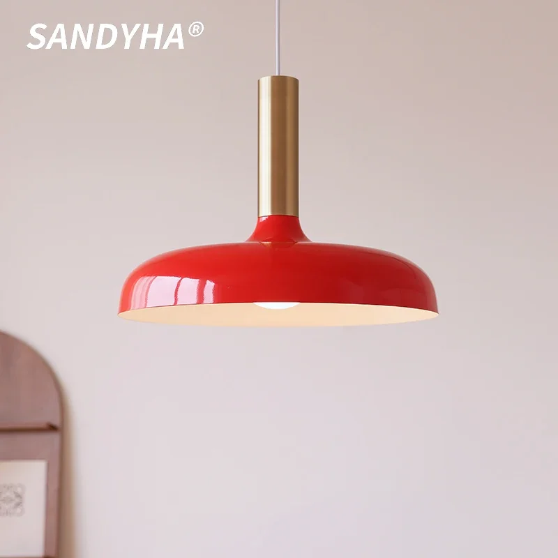 Traditional Disc Bright Red E27 Pendant Light Suitable For Modern Decor Living Rooms Restaurant Study Lighting Fixtures