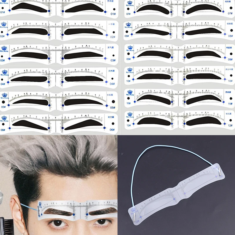 

12PCS Reusable Eyebrow Shaper DIY Soft Ruler Brow Definer Eyebrow Stamp Card Soft Ruler Stencil Makeup Tool For Man