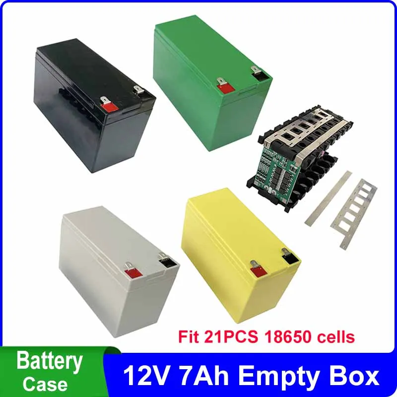 

12V 7Ah Battery Case Fit 21PCS 18650 Cells 12V7Ah Empty Box 3*7 Holder 3S25A BMS Nickel Strip Storage Box for DIY Battery Pack
