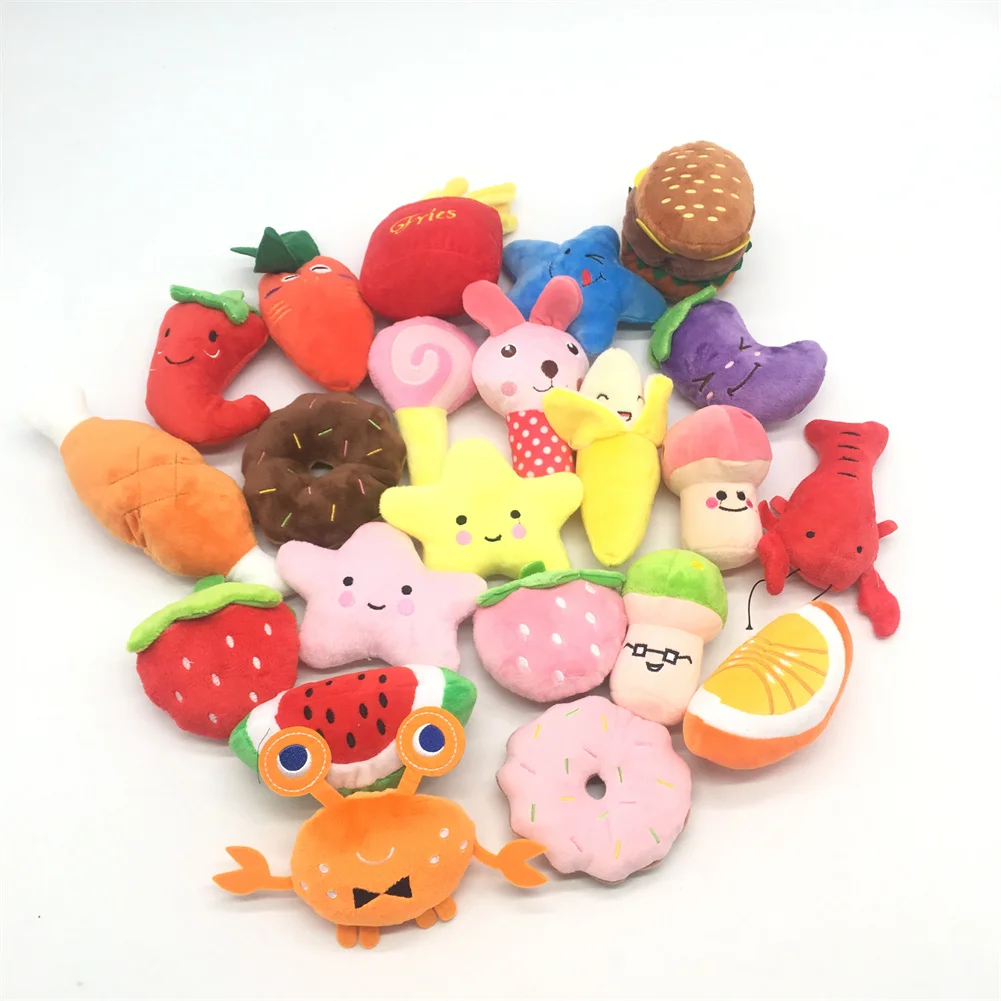 

1 Pack Fruit Vegetables Bone Squeak Toy Dog Puppy Plush Toy Red Pepper Eggplant Carrot Radish Voice Pet Molar Bite Resistant Toy