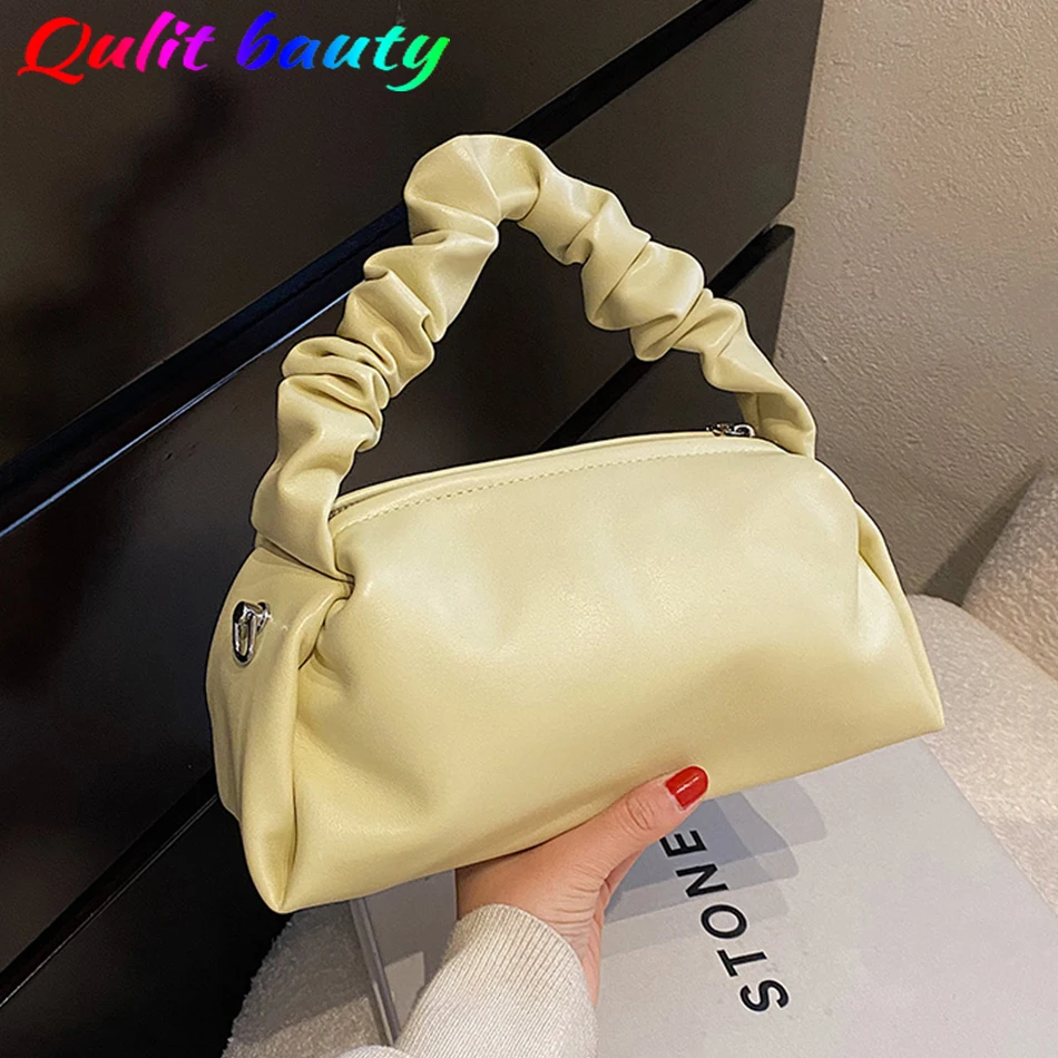 

Spring Small Women's Pleated Strap Handbag High Quality Soft PU Leather Fashion Messenger Bag Luxury Brand Cute Shoulder Bag Sac