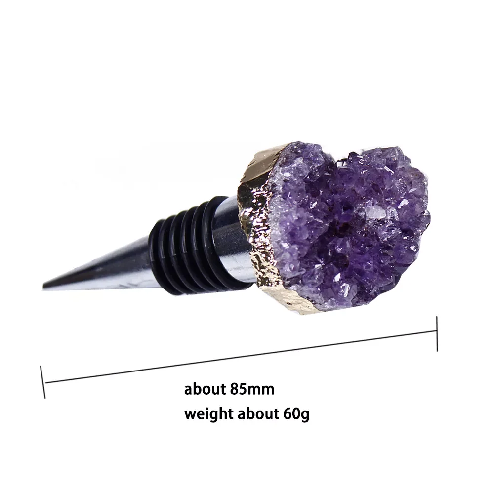 

1pcs Natural amethyst cluster Shaped Red Wine Champagne Wine Bottle Stopper Valentines Wedding Gifts Reusable Stopper