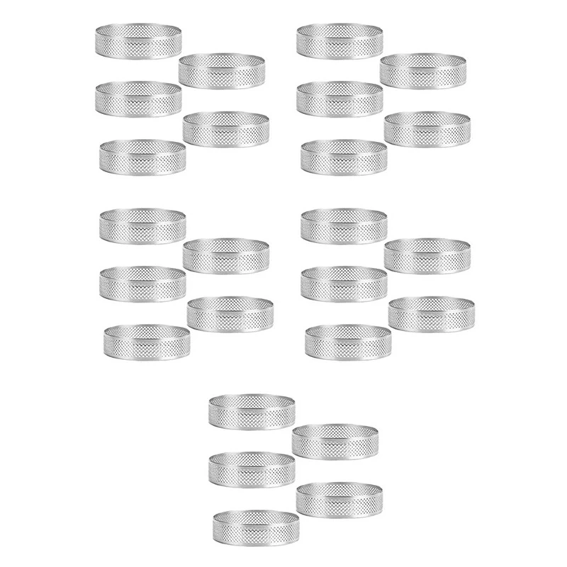 

HOT SALE 10Pcs Circular Tart Ring Dessert Stainless Steel Perforation Fruit Pie Quiche Cake Mousse Mold Kitchen Baking Mould